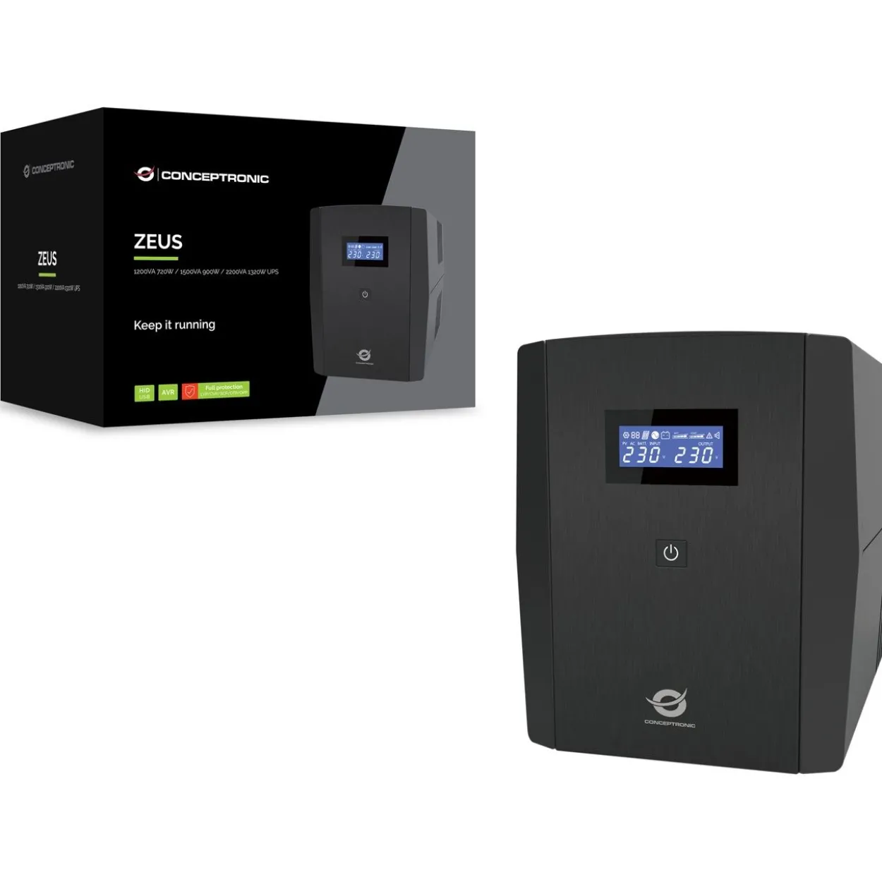 Conceptronic ZEUS USV 1200VA 720W 4xUK Sockets HID,USB,RJ45