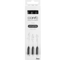 COPIC Multiliner Fineliner schwarz 0.05 + 0.1 + 0.3 mm, 3 St.