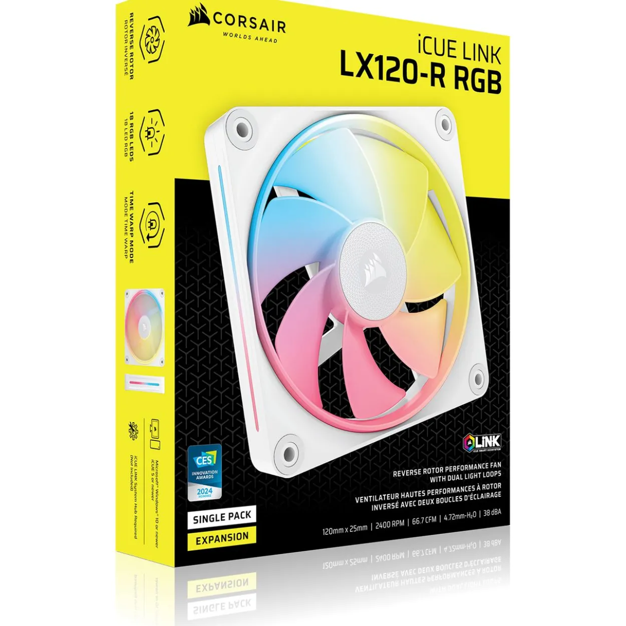 Corsair iCUE Link LX120-R RGB Expansion Kit 120x120x25mm 400-2400 U/min 35.1 dB(A) weiß