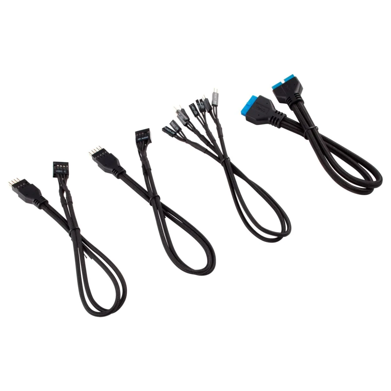 Corsair Premium Sleeved Frontpanel Kabel Verlängerungskit, schwarz