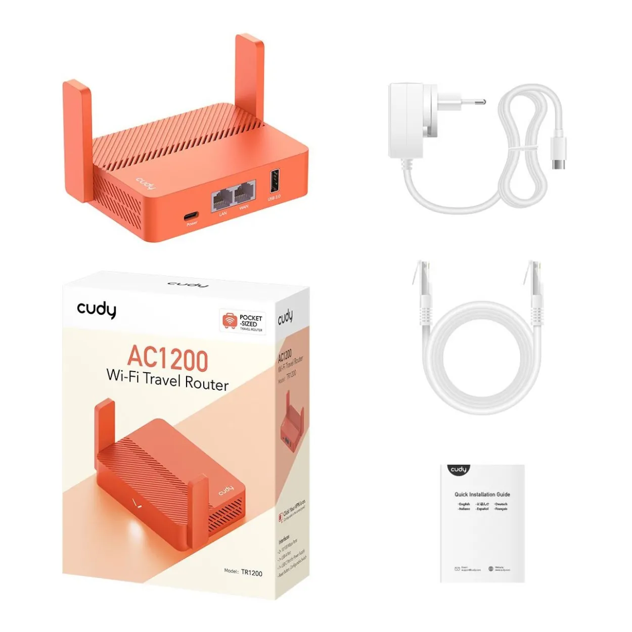 Cudy AC1200 WLAN-Router Schnelles Ethernet Orange