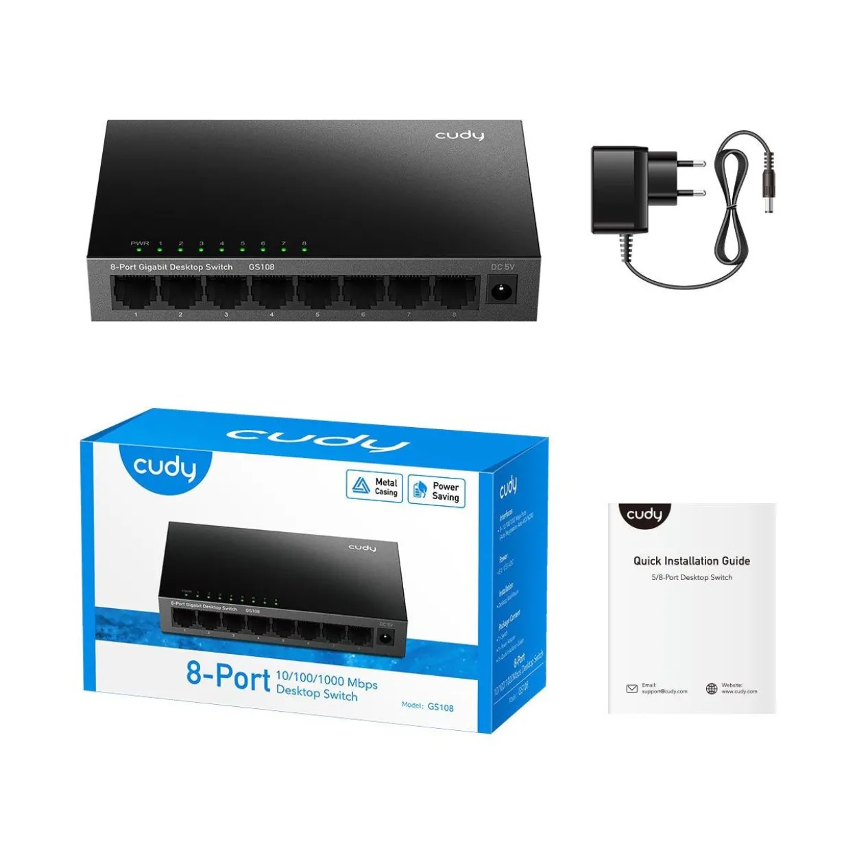 Cudy GS108 Netzwerk-Switch Gigabit Ethernet (10/100/1000) Schwarz