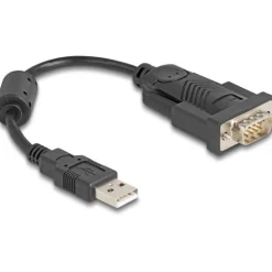 Delock Adapter USB 2.0 Typ-A zu 1 x Seriell RS-232 D-Sub 9 Pin Stecker mit Ferritkern 0,25 m