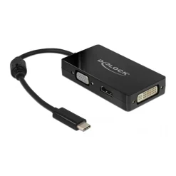 Delock Adapter USB Type-C Stecker > VGA / HDMI / DVI Buchse schwarz