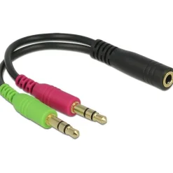 Delock Audio Adapter 3.5mm Klinke Buchse 4polig auf 2x 3.5mm Klinke Stecker Schwarz/Rot/Grün