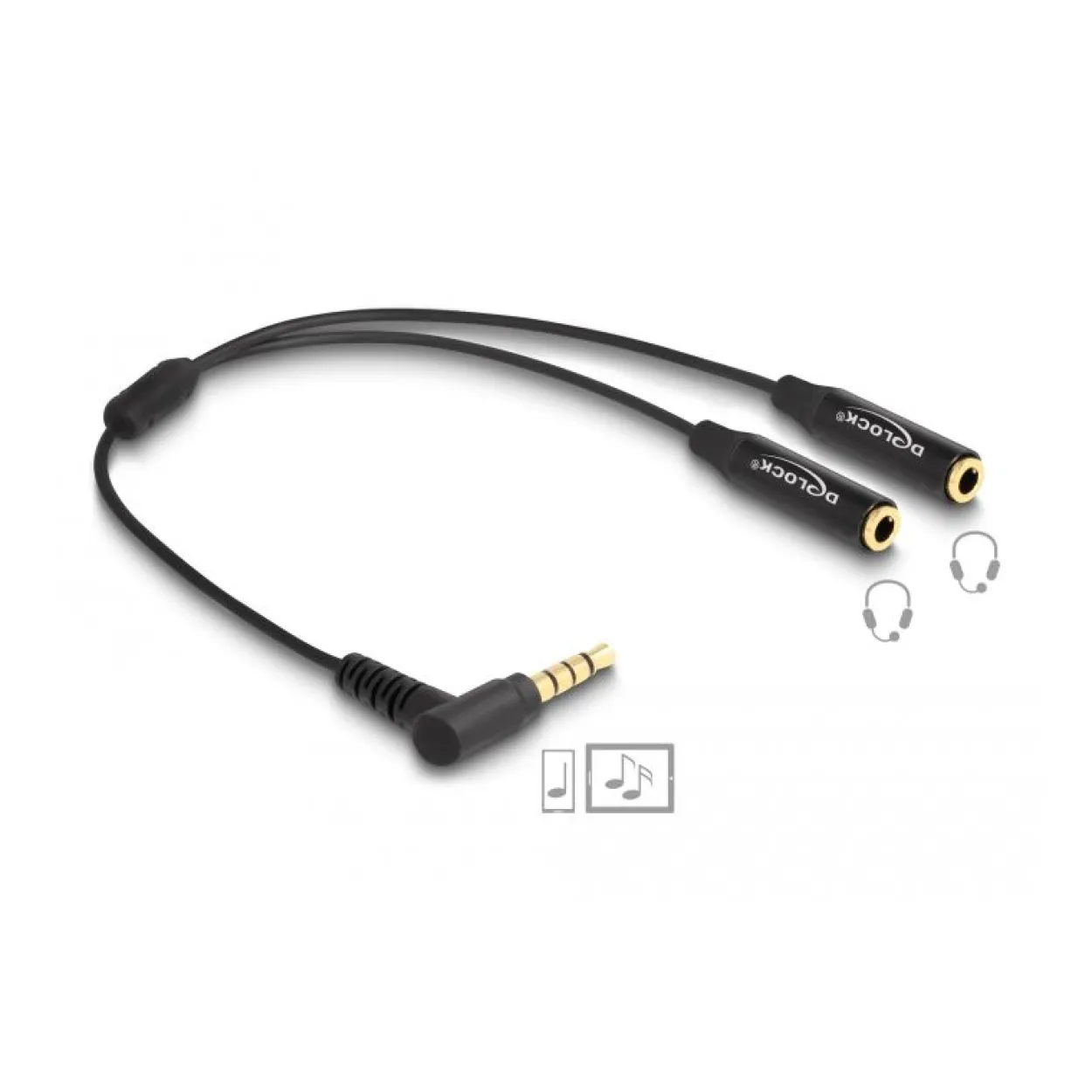 Delock Audio Splitter Klinkenstecker 3,5mm > 2x Klinkenbuchse 3,5mm 4Pin gewink.