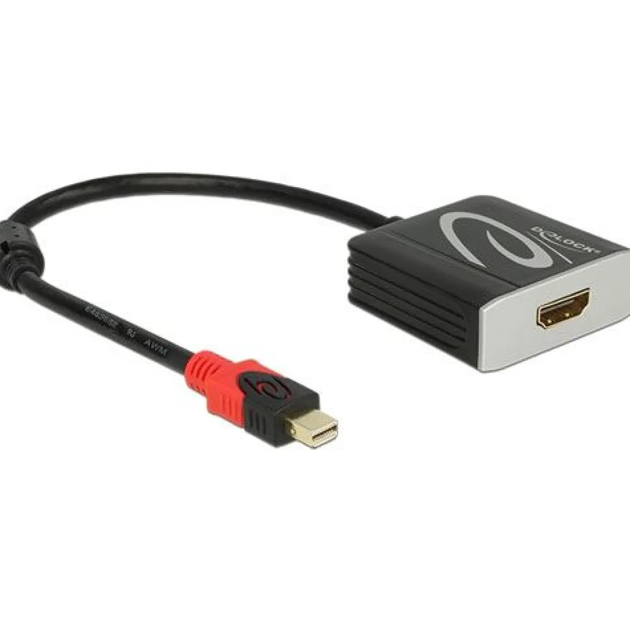 Delock Displayport 1.2 Adapter aktiv Mini Displayport Stecker auf HDMI-Buchse Schwarz 3D-Formate / 4K / Ferritkern