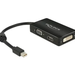 Delock Displayport 1.1 Adapter DP++ Mini Displayport Stecker auf VGA 15pol Buchse + HDMI A-Buchse + DVI-D 24+1 Buchse Schwarz Ferritkern