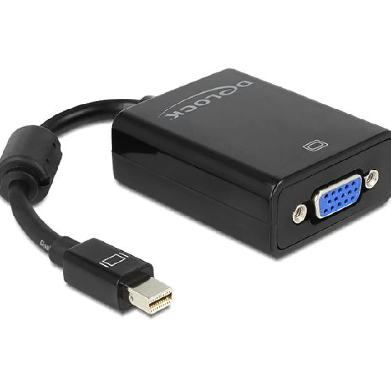 Delock Displayport 1.2 Adapter Mini Displayport Stecker auf VGA 15pol Buchse Schwarz Ferritkern