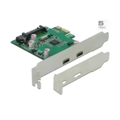 Delock PCI Express x1 Karte zu 2 x extern SS USB (USB 3.2 Gen 1) Type-CÖ Buchse