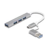 Delock 4 Port Slim USB Hub mit USB Type-C oder USB Typ-A zu 3 x USB 2.0 Typ-A Buchse + 1 x USB 5 Gbps Typ-A Buchse