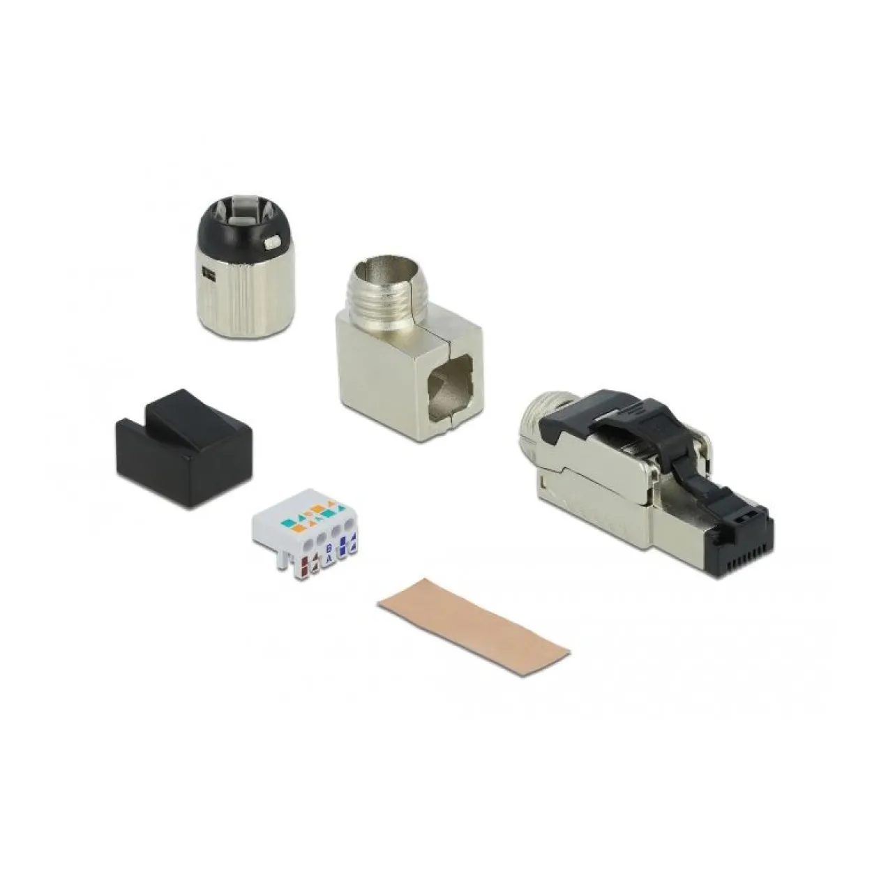 Delock RJ45 Stecker feldkonfektionierbar Cat.6A Metall gewinkelt