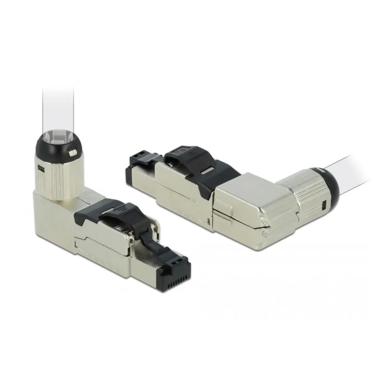 Delock RJ45 Stecker feldkonfektionierbar Cat.6A Metall gewinkelt