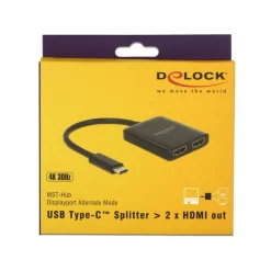 Delock Splitter USB Type-CÖ Stecker > 2 x HDMI Buchse DP-Alt Mode kompakt