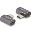 Delock USB Adapter 40 Gbps USB Type-C PD 3.0 100 W Stecker zu Buchse gewinkelt links / rechts 8K 60 Hz Metall