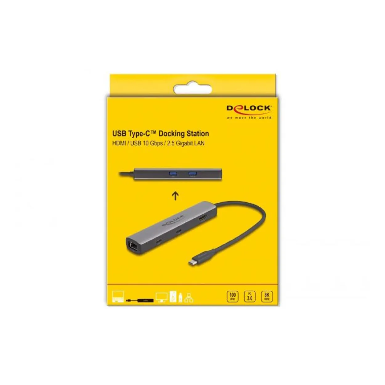 Delock USB 40 Gbps USB Type-C Dockingstation 8K - HDMI / USB 10 Gbps / 2,5 Gigabit LAN / PD 3.0 100 W