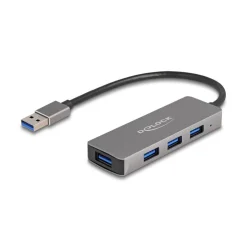 DeLOCK USB 3.2 Gen 1 USB-HUB 4x Typ A Buchse seitlich USB-A Stecker grau