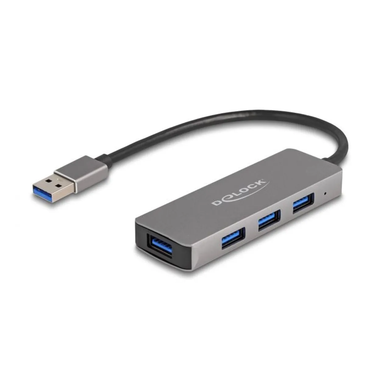 DeLOCK USB 3.2 Gen 1 USB-HUB 4x Typ A Buchse seitlich USB-A Stecker grau