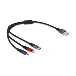 Delock USB Ladekabel 3 in 1 für Lightning/MicroUSB /Type-C 30 cm 3-farbig