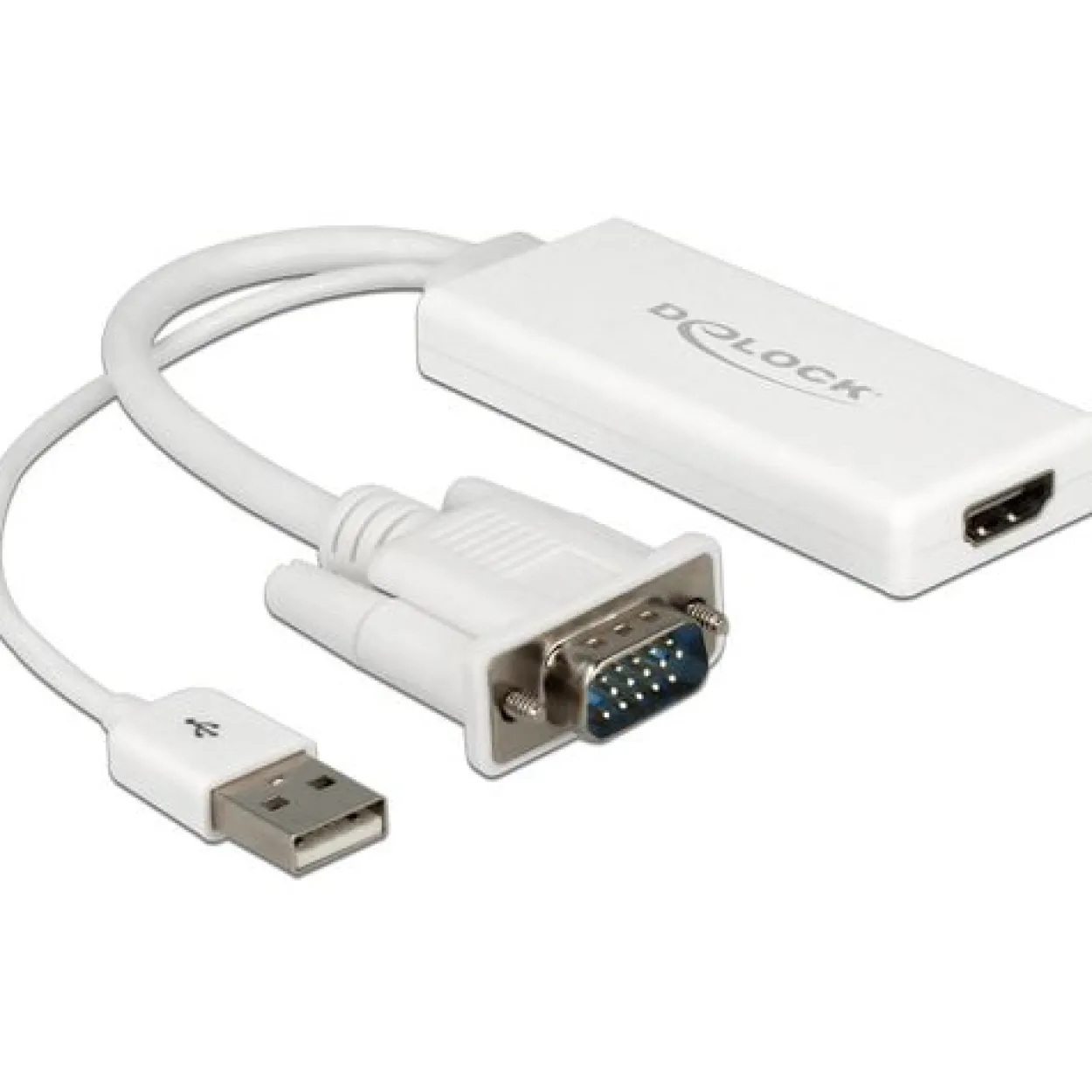 Delock VGA Adapter D-Sub15 + USB auf HDMI St/St/Bu