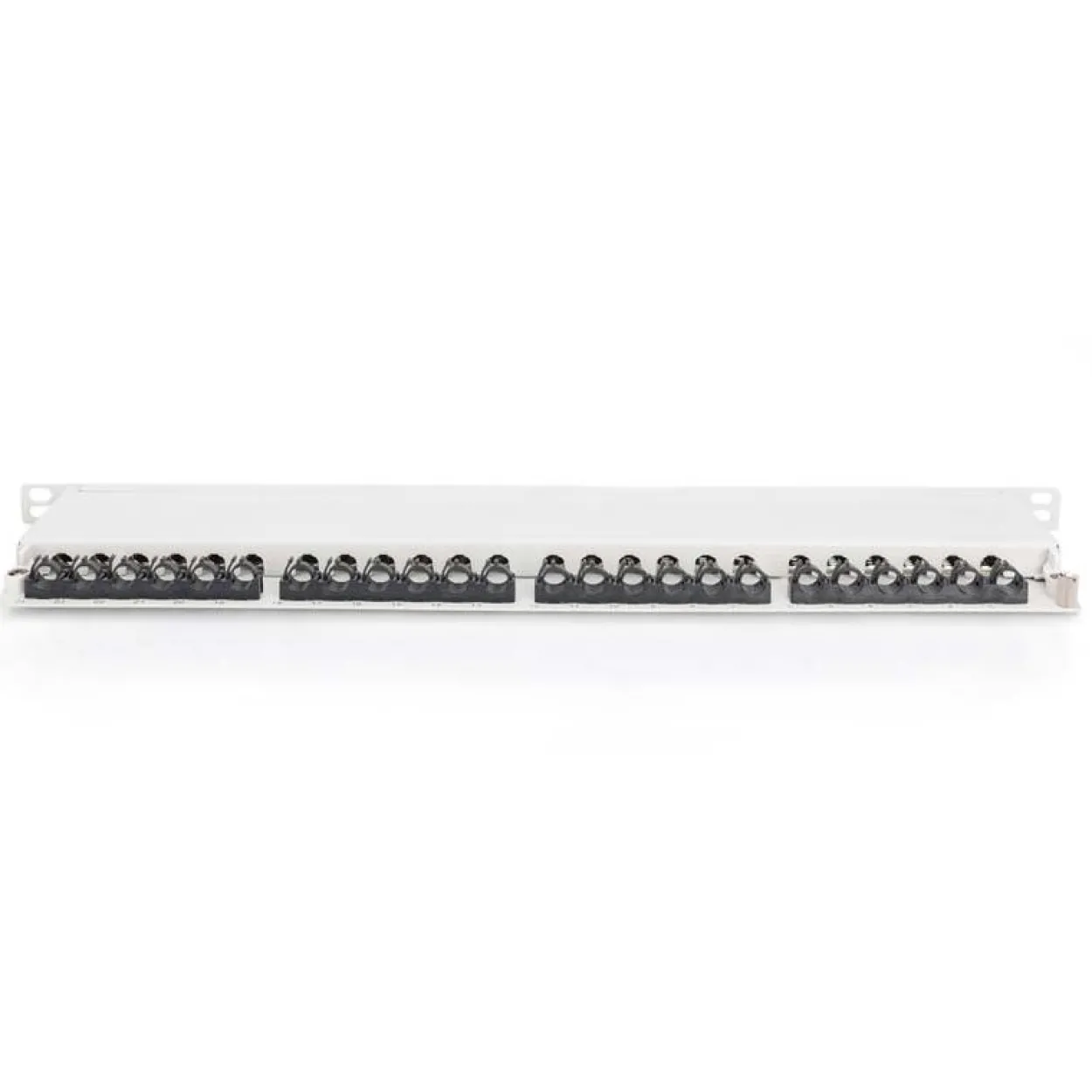Digitus CAT 6A Klasse EA Patch Panel geschirmt 0.5HE 24-Port RJ45 inkl. Staubschutzklappe 8P8C Farbe Grau RAL 7035