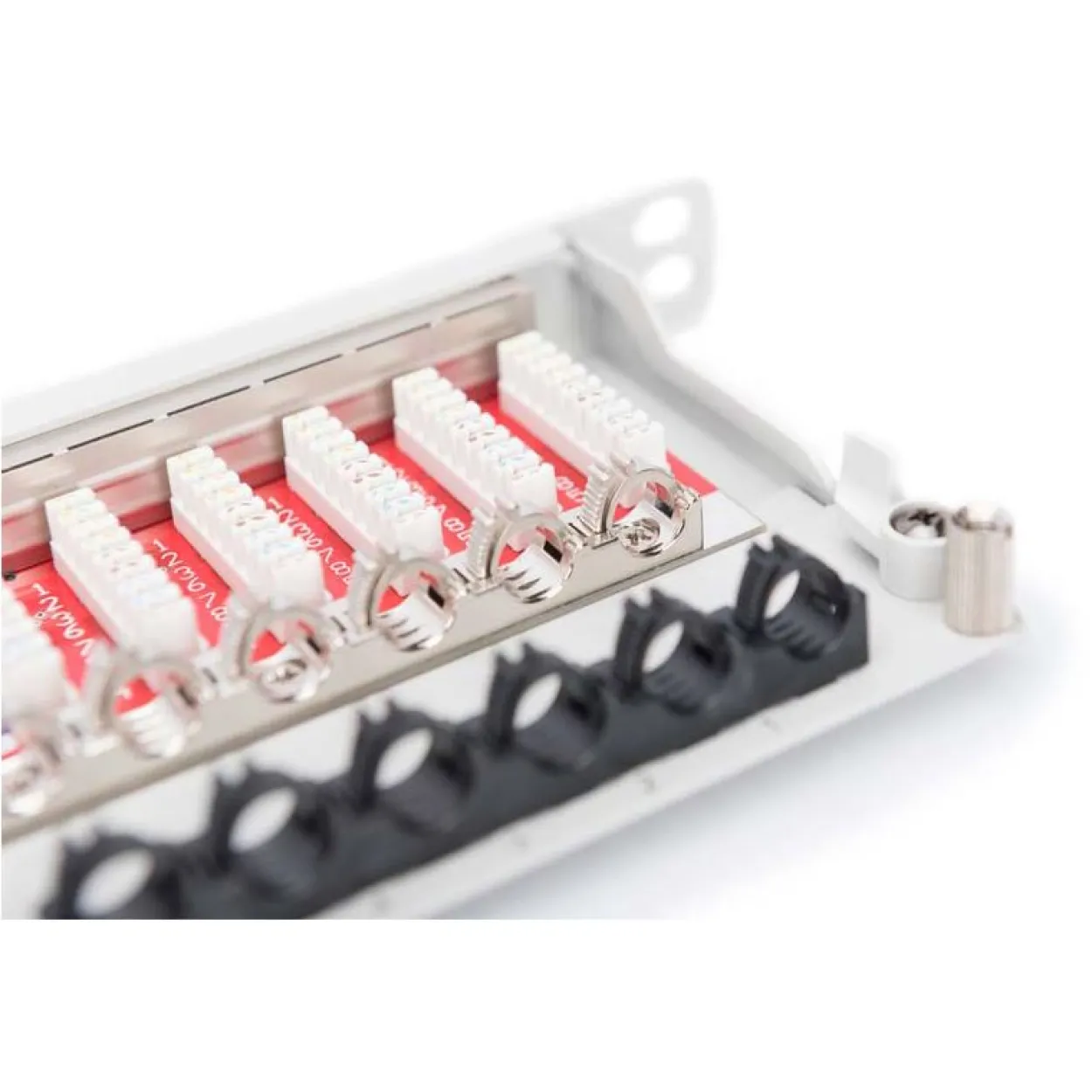 Digitus CAT 6A Klasse EA Patch Panel geschirmt 0.5HE 24-Port RJ45 inkl. Staubschutzklappe 8P8C Farbe Grau RAL 7035