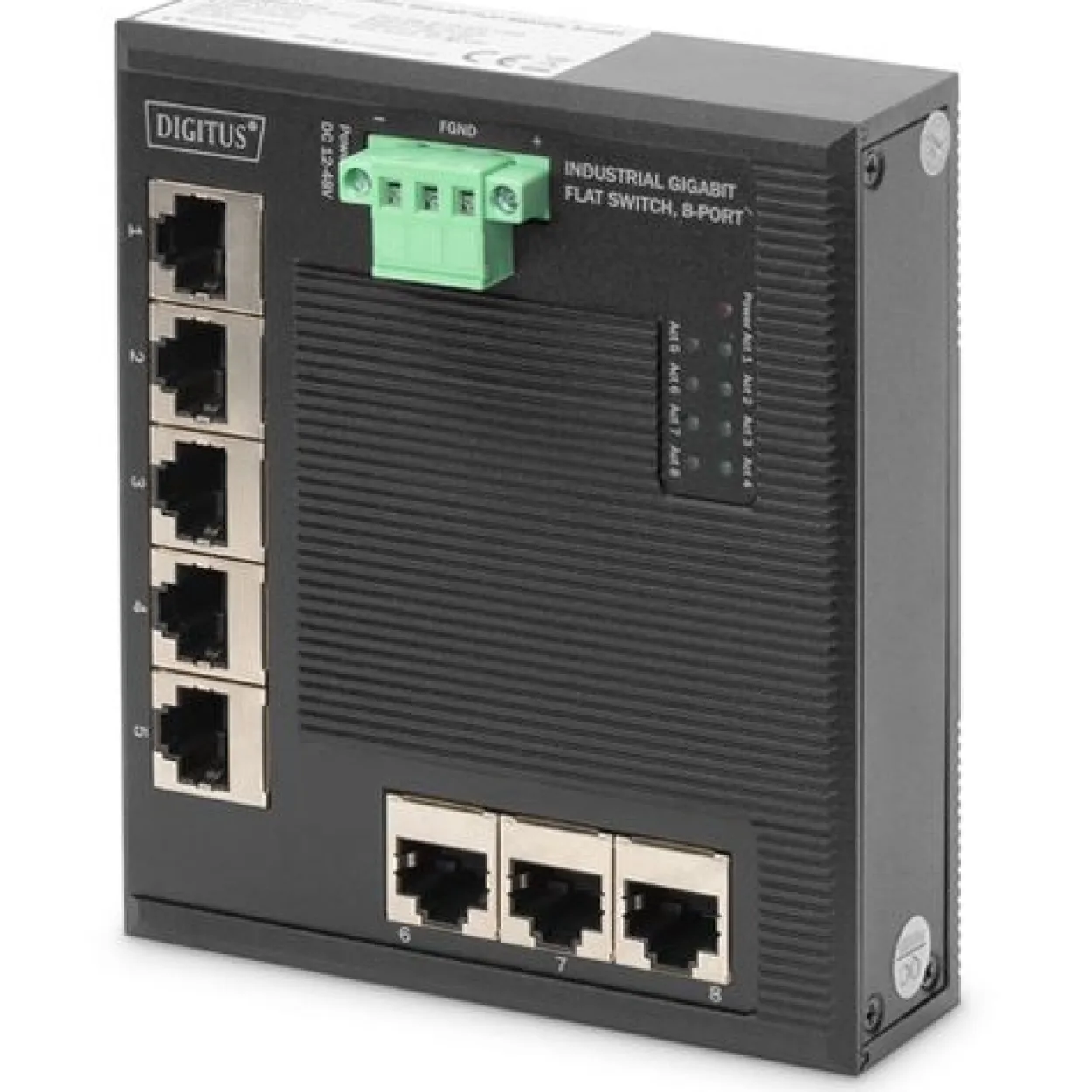 DIGITUS DN-651127 Industrial 8-Port Gigabit Flat Switch DIN rail erweiterter Temperaturbereich