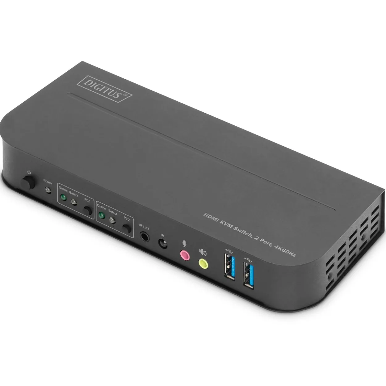 Digitus KVM-Switch, 2-Port, HDMI 4K, Metallgehäuse