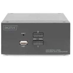 Digitus KVM Switch, 2-Port, 4K60Hz, 4xDP in,2xUSB-B,2xAudio