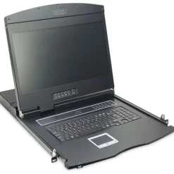 Digitus Modulare Konsole mit 19"l TFT 16 Port KVM & Touchpad deutsche Tastatur RAL 9005 - schwarz