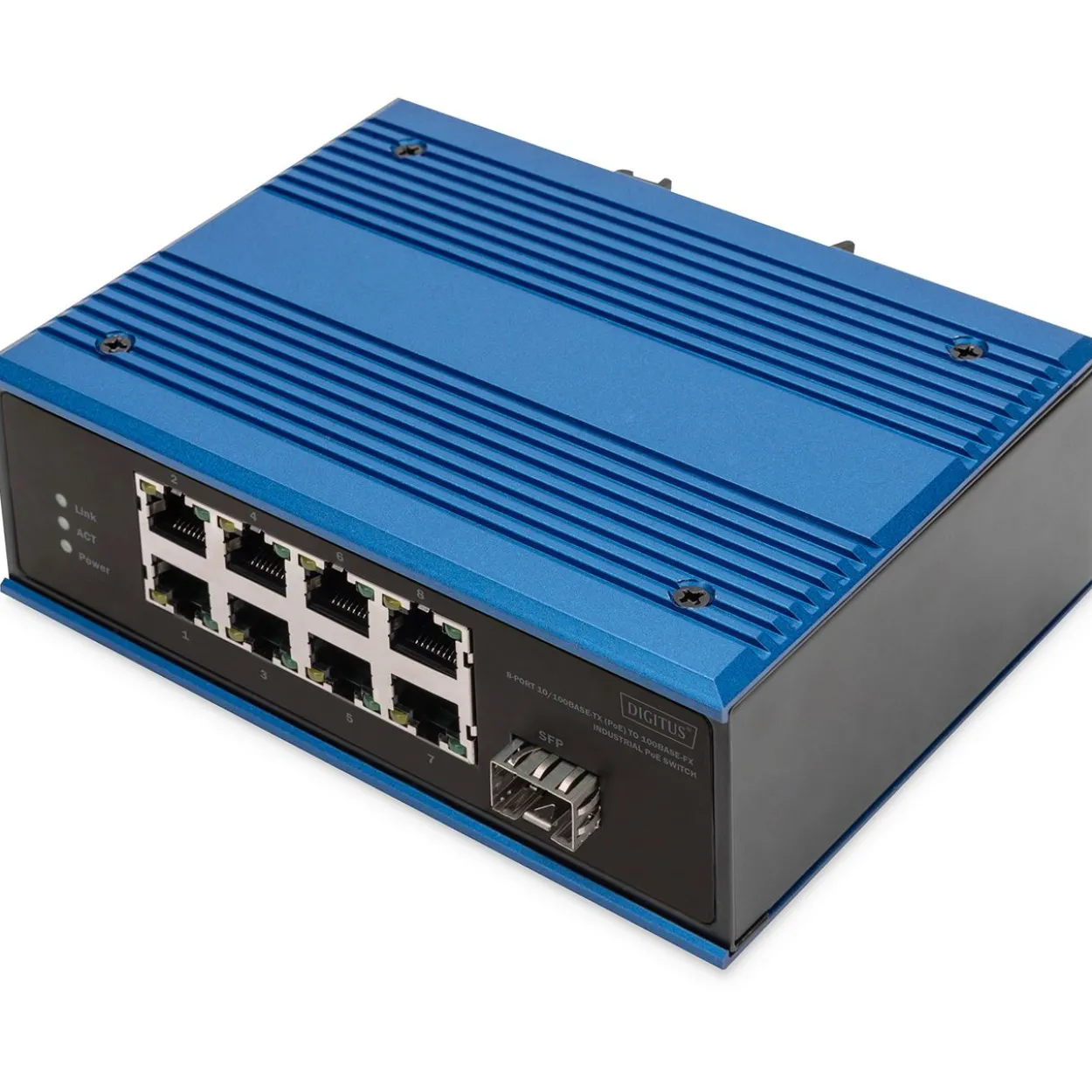 Digitus Switch Ind. 8-Port 10/100 PoE Unmanaged blau