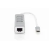 Digitus USB 2.0 auf Fast Ethernet Adapter, 3-Port USB Hub