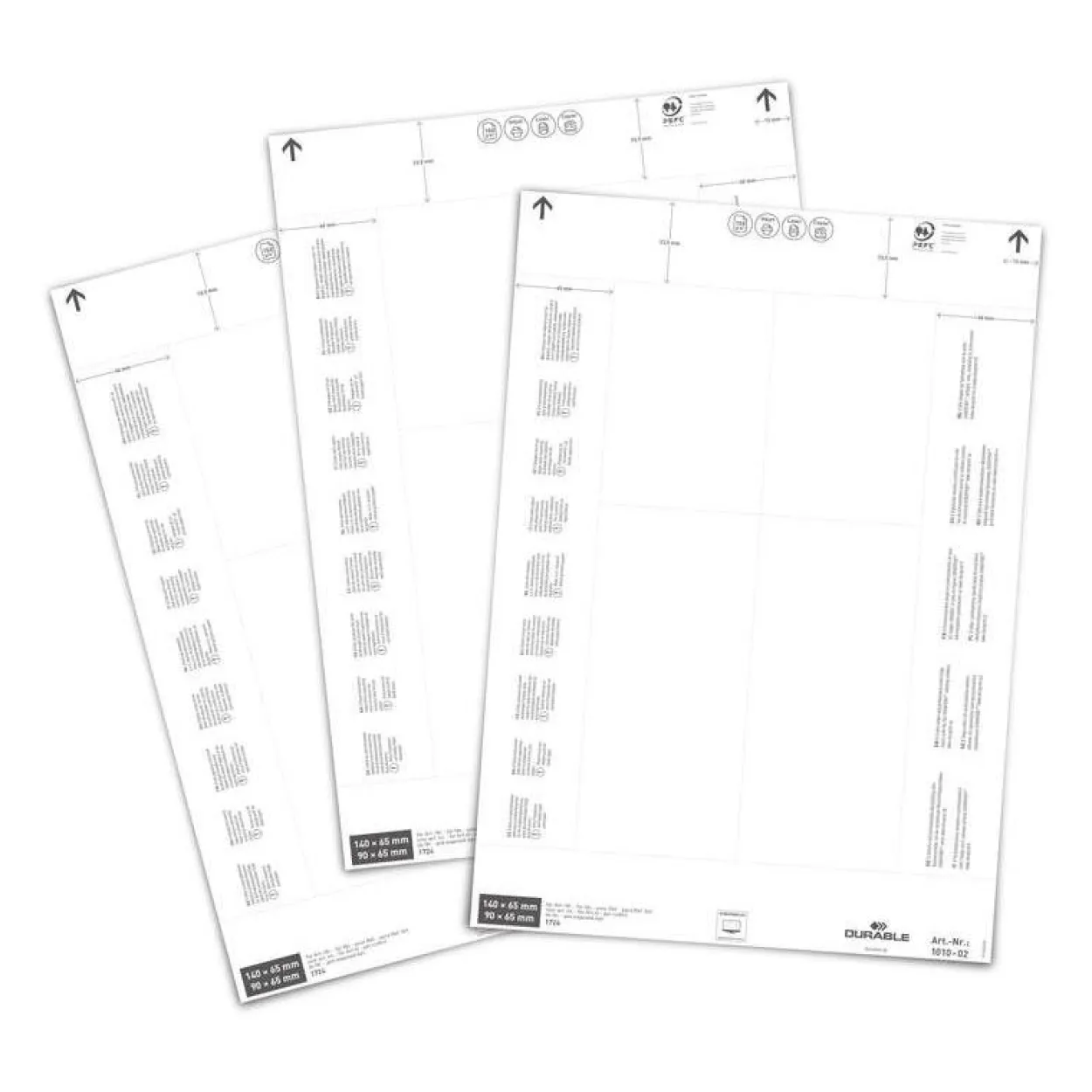 DURABLE Einsteckschilder für Kennzeichnungstaschen 6,5 x 14,0/9,0 cm, 80 St.