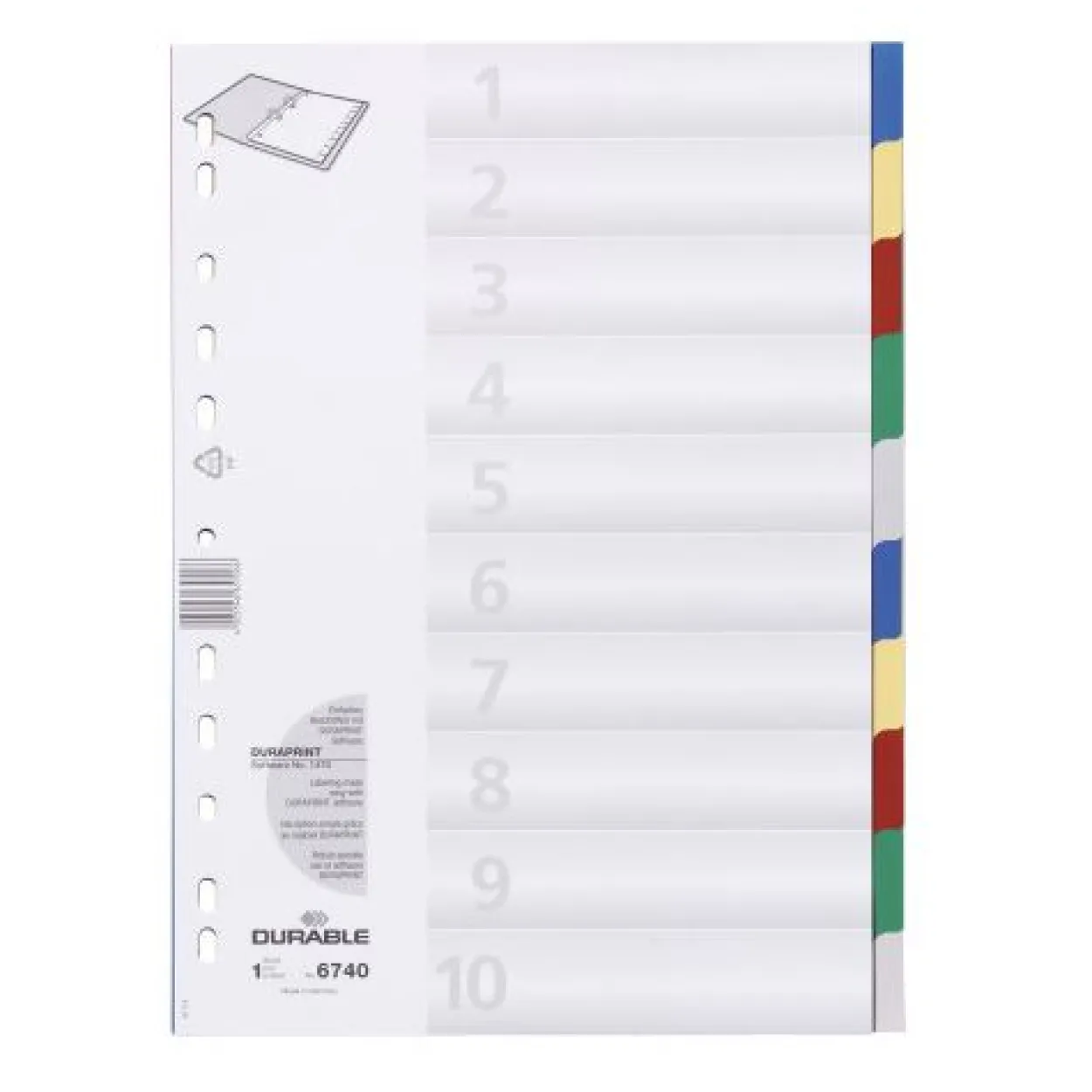 Durable Kunststoff-Register, A4, PP, 10-teilig