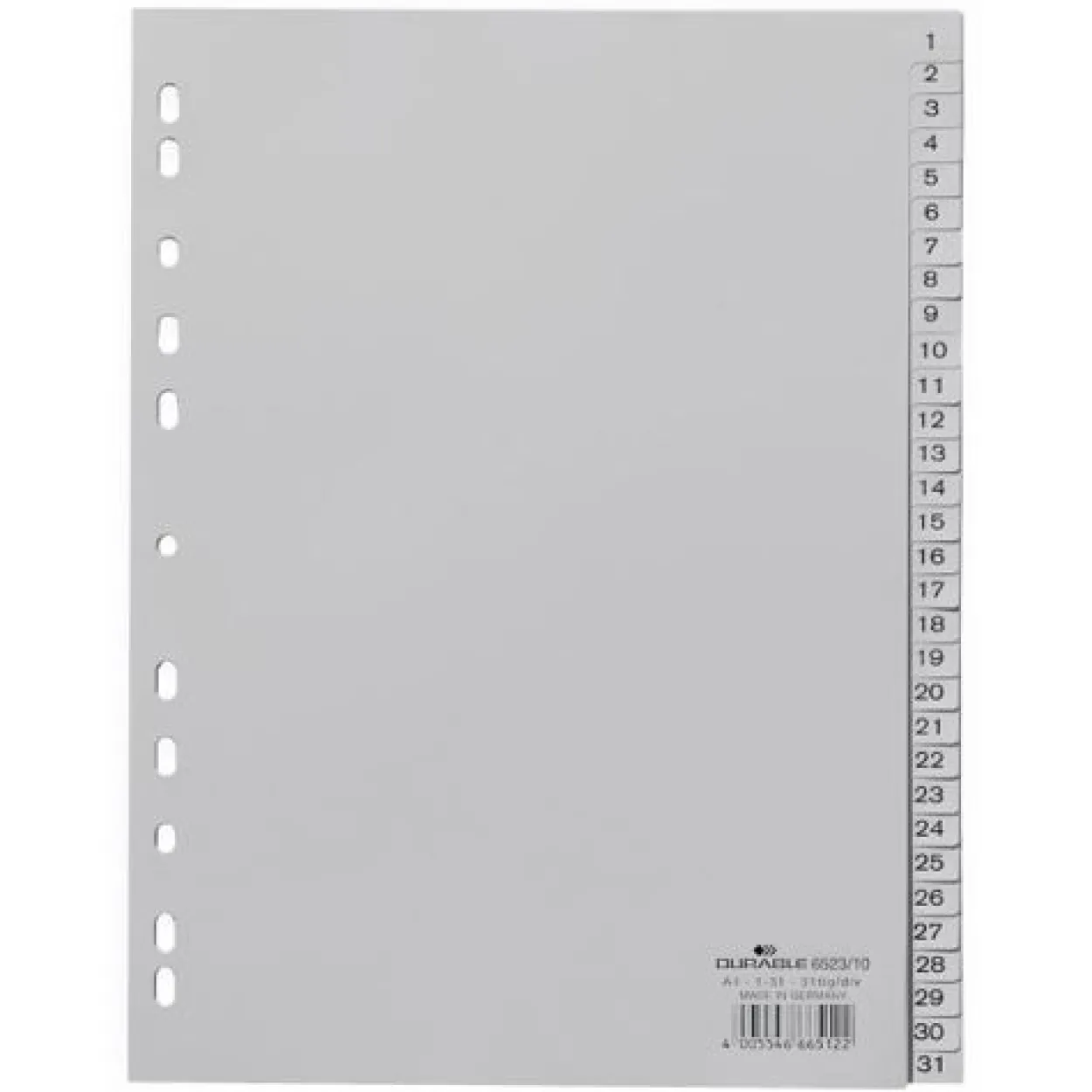 Durable Kunststoff-Register Zahlen 1-31 A4 31-teilig grau