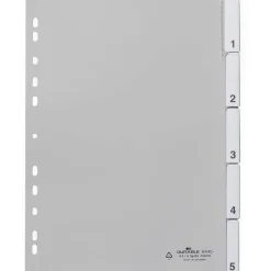 DURABLE Ordnerregister Vollformat 1-5 grau 5-teilig mit Wechseltaben, 1 Satz