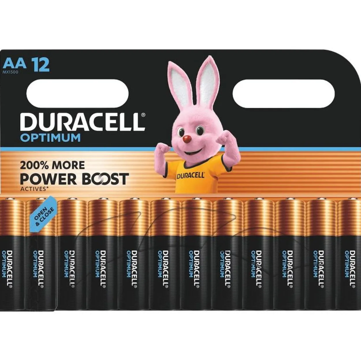 DURACELL Batterien Optimum Alkali-Mangan Mignon AA 1,5 V, 12 St.