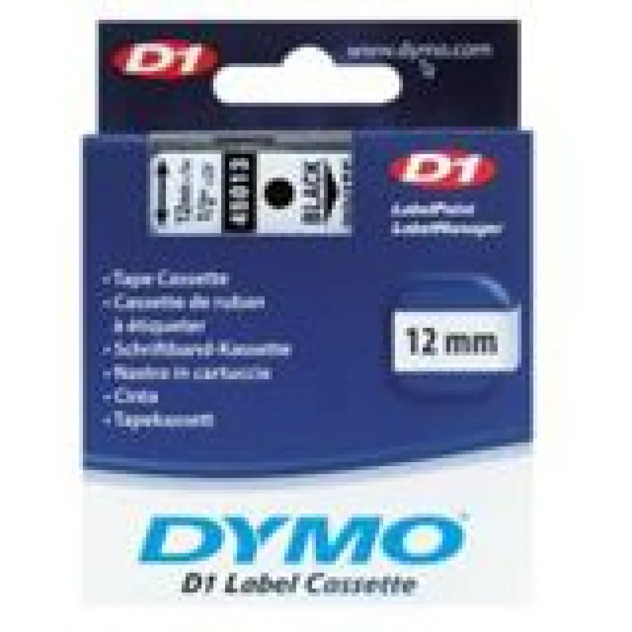 Dymo Schriftband B.12mm/L.7m schwarz auf weiß