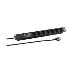 EFB 19" 1HE Steckdosenleiste 7xCEE 7/3 mit ÜSS, in Alu, sw