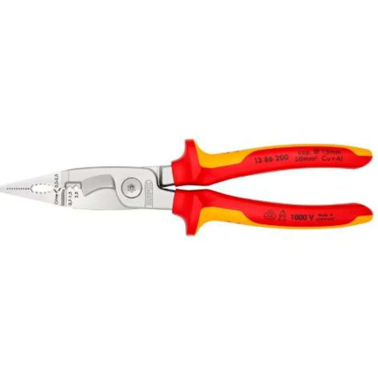 Elek.-Installationsz. L.200mm VDEschwarz atram. Kopf o.Öffnungsfeder Knipex