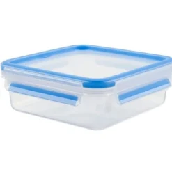 Emsa CLIP & CLOSE Frischhaltedose 0,85 Liter (transparent/blau, quadratisch)