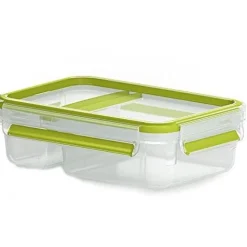 Emsa CLIP & GO Joghurtbox 0,6 Liter (hellgrün/transparent, mit "Knick-Ecke" und Deckel)
