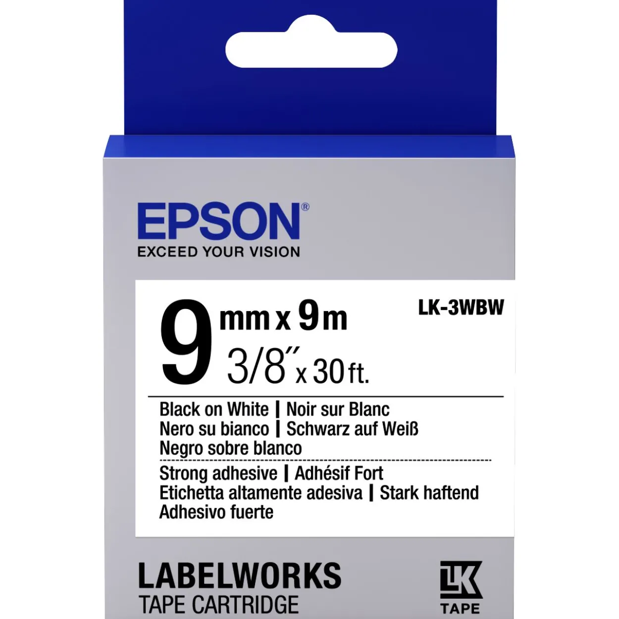 Epson Band klebend schw./weiß 9mm