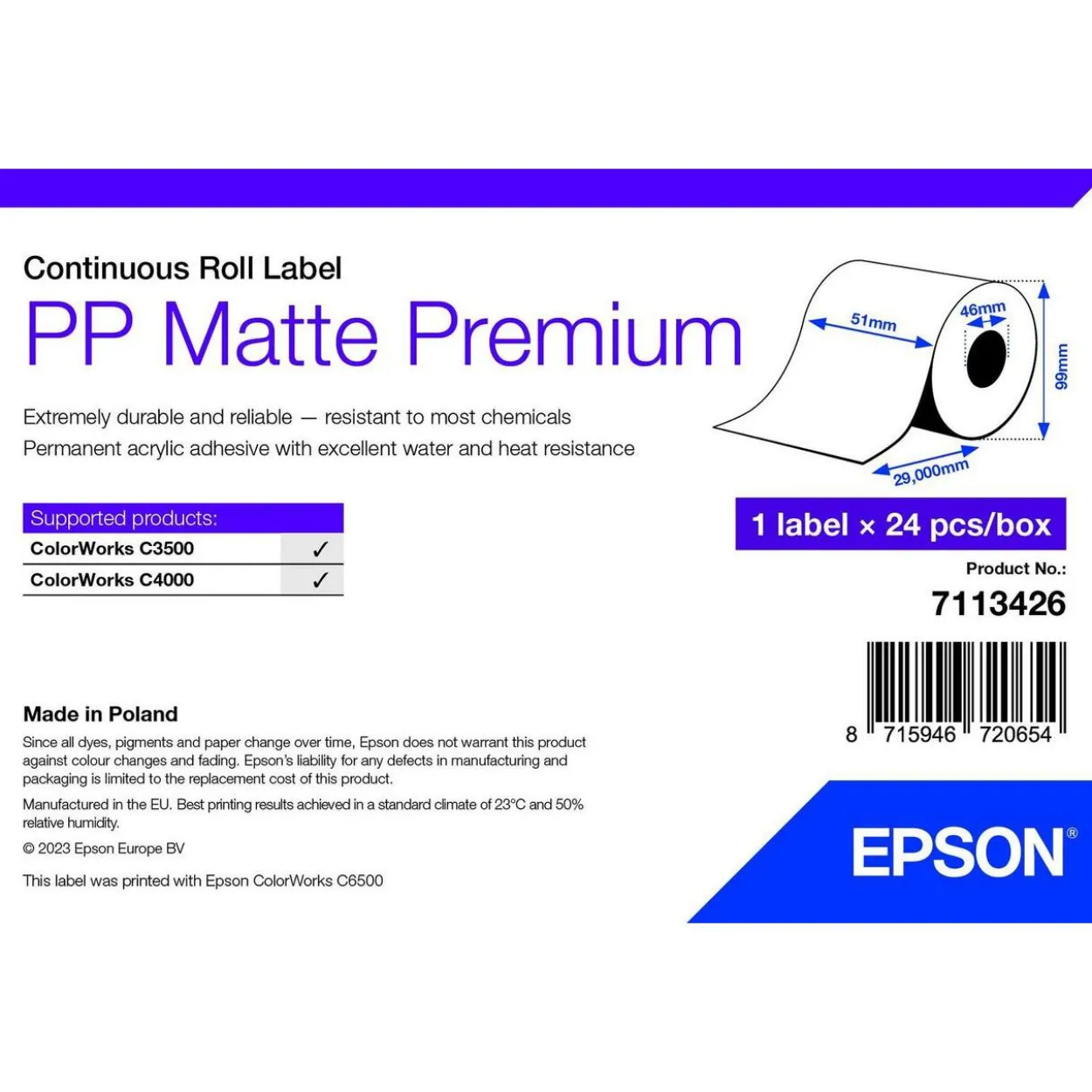 Epson PP MATTE LABEL PREM CONTINUOUS