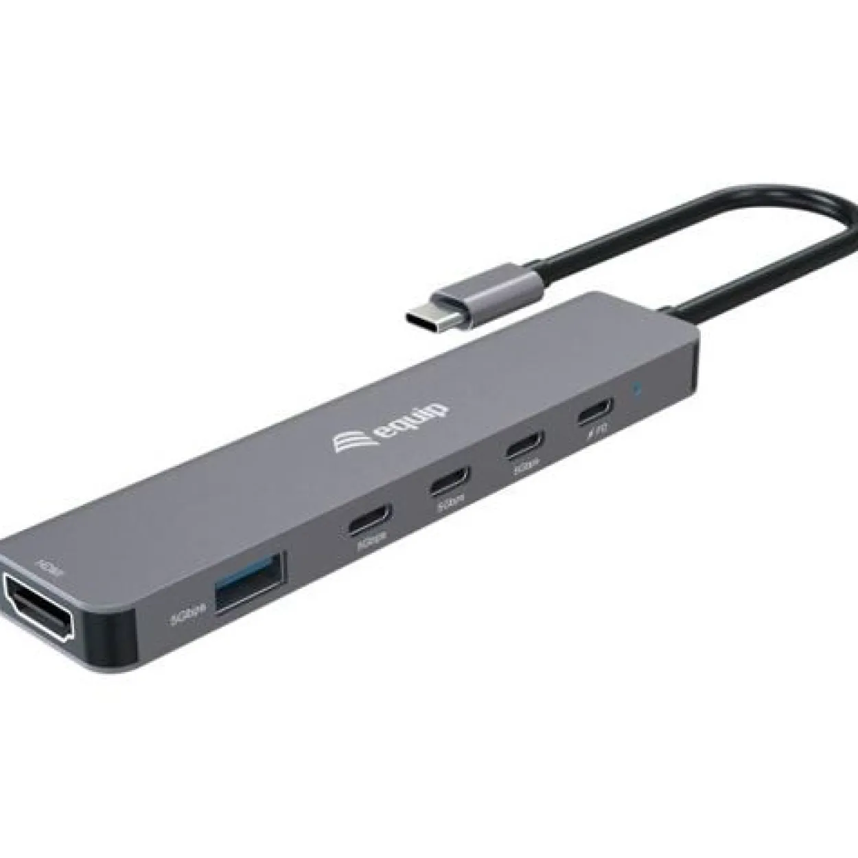 Equip Adapter USB-C->HDMI/4xUSB-C/USB-A 4K/ 60Hz 0.25m Alu.
