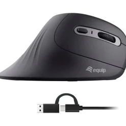 Equip Ergonomische Maus USB-A/-C Stker 1.80m Rechts schwarz