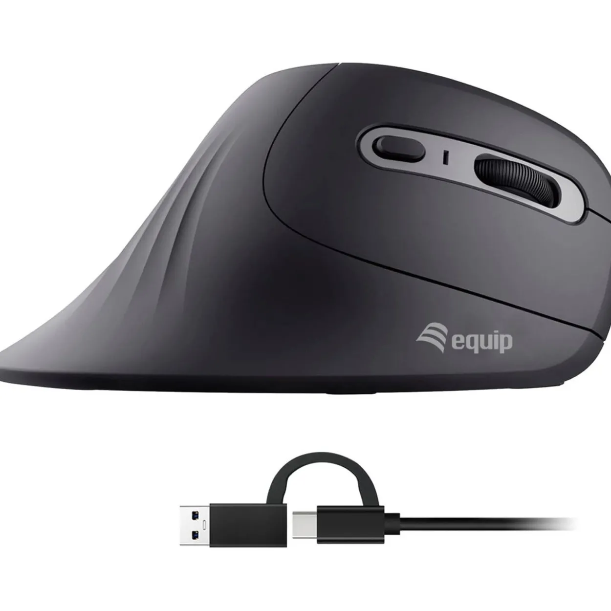 Equip Ergonomische Maus USB-A/-C Stker 1.80m Rechts schwarz