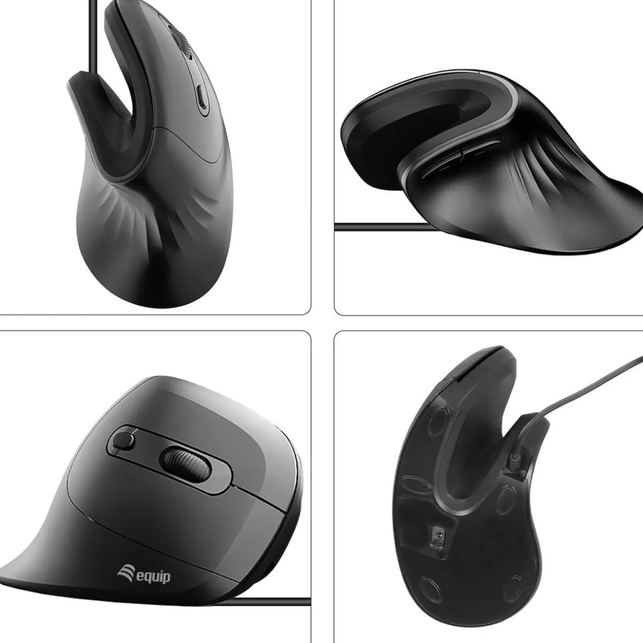 Equip Ergonomische Maus USB-A/-C Stker 1.80m Rechts schwarz