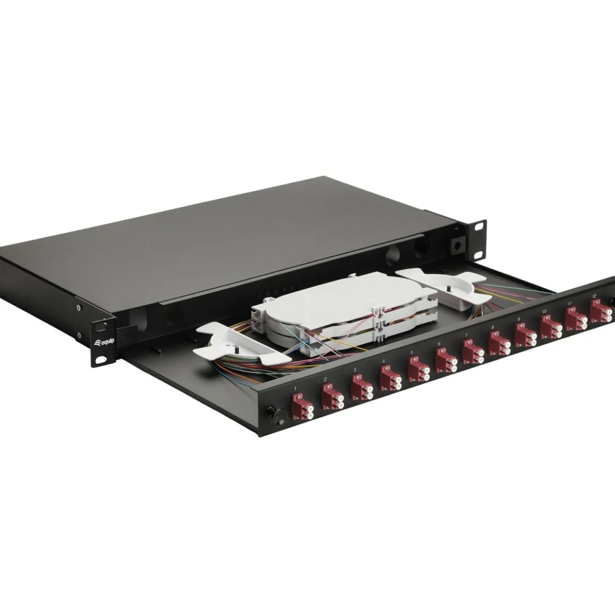Equip LWL-Spleißkasten 12-Port LC-Duplex OM4 1U komplett sw