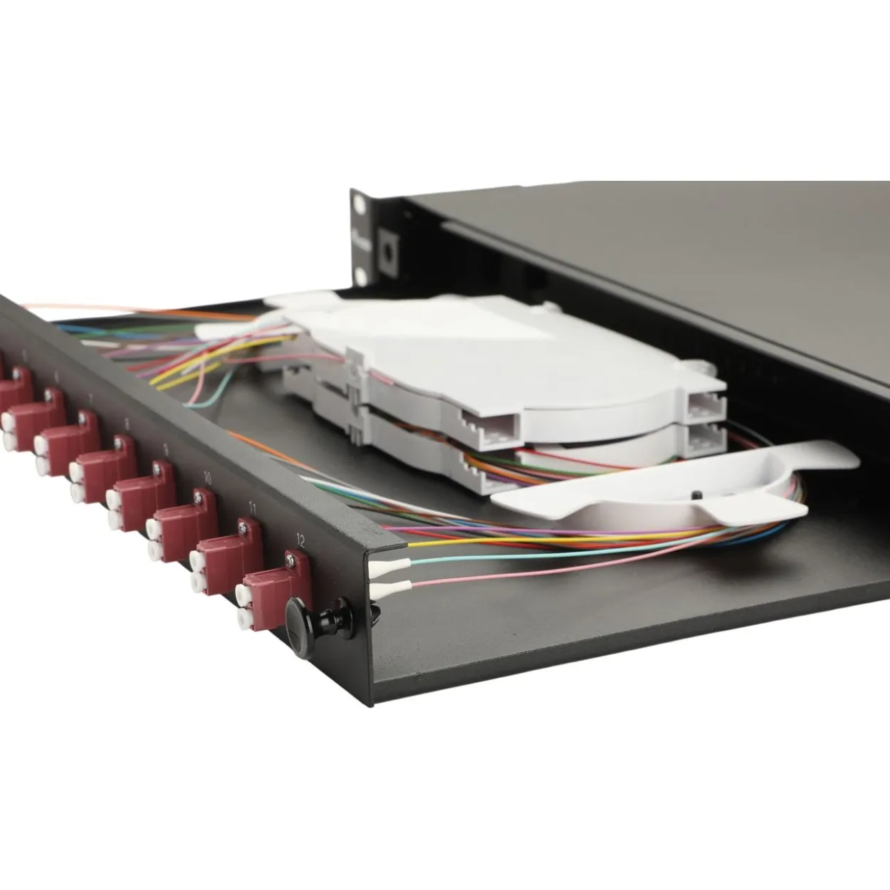 Equip LWL-Spleißkasten 12-Port LC-Duplex OM4 1U komplett sw